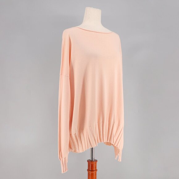 PLANET BY LAUREN G Pima Cotton Boatneck Rib Sweater Pale Coral OS - Picture 2 of 8